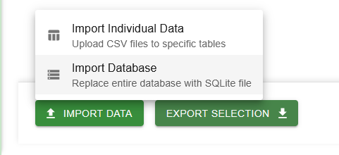 Footer of the Explore page with the Import Data button highlighted